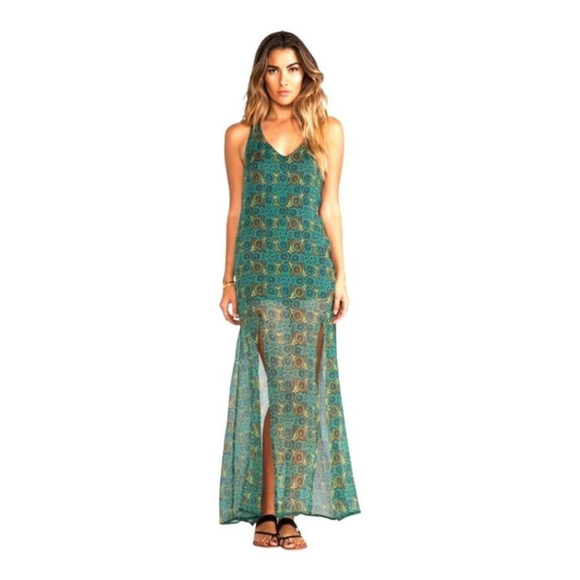 NEW RVCA Glenn Seagreen Revolve Racer Back Maxi Length Dress Size Medium - Picture 1 of 10